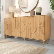 Modern And Simple Sideboard, Buffet Cabinet With Storage For Living Room, 140L X 40D X 72H (Cm) - Nature - View 8