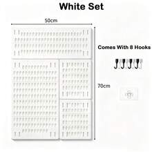 70*50cm No-Drill Pegboard Wall Storage Shelf Vertical Desktop Pegboard Dorm Kitchen Bathroom Home Desk Wall-Mounted Shelf No-Nail Display Rack Wall Storage Organizer - View 4