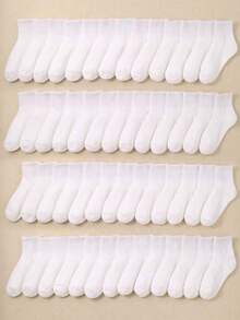 1/6/12/24 Pairs Kids Solid White Athletic Mid-Calf Socks, Newborn Essentials,Baby Stuff,Back To School - Multicolor - View 5