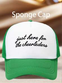 1 PC Men's "Just Here For The Cheerleaders" Printed Hat, Adjustable, UV-Protective, Ideal For Hiking, Mountain Climbing, And Travel - Multicolor - View 7