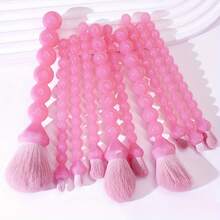 10pcs Pink Round Makeup Brushes + 3 Powder Puffs Full Set - Perfect For Blending Foundation, Blush, Contour And Kabuki Brush - Fresh And Flawless Basic Beauty Tools For Applying Liquid Foundation, Face Mask, Cream And Other High-End Makeup, Suitable For All Skin Types, Fragrance-Free - Multicolor - View 6