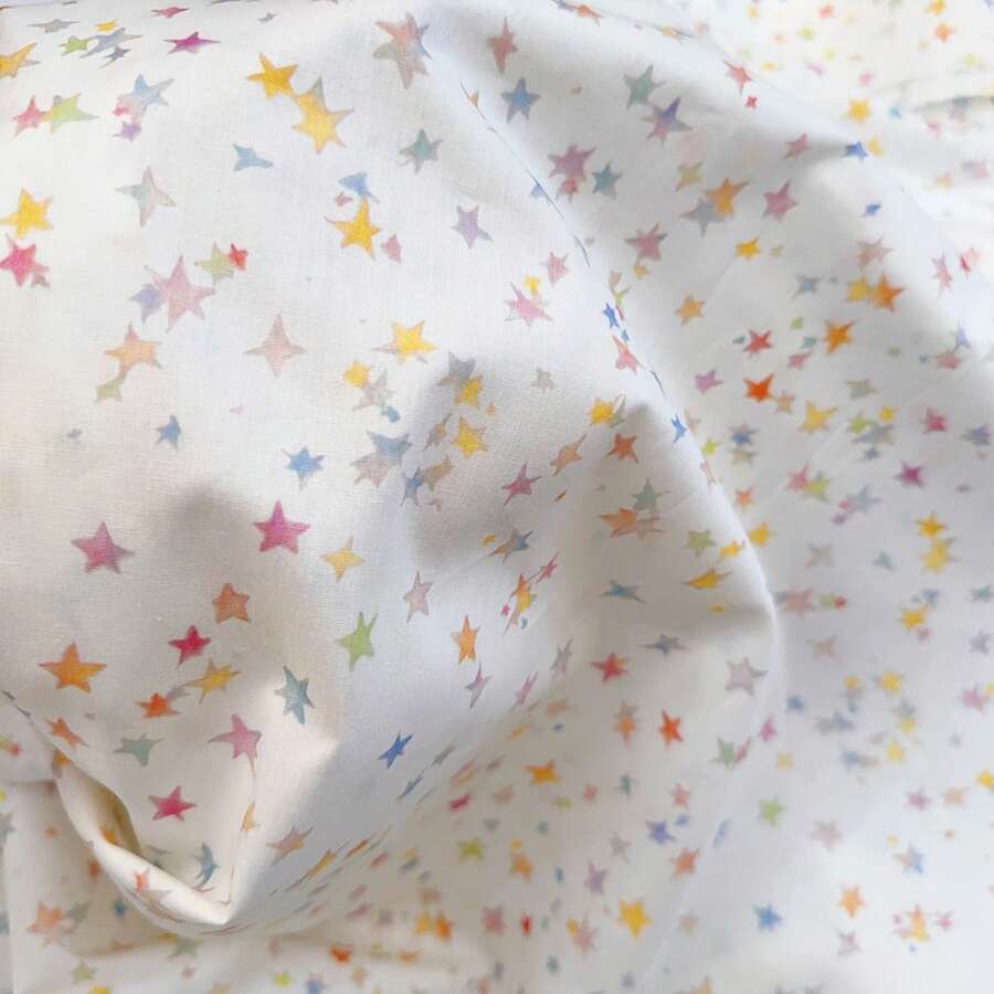 1 Yard Rainbow Cartoon Star Print Cotton Fabric, Soft Breathable Quilted Cloth, Suitable For Garment Making, Bags And DIY Sewing Projects, Sold By The Yard