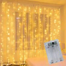 Lampu Hias Tirai LED 3/6m Bertenaga Baterai AA 8 Mode Lampu Hias Peri Dekorasi Natal untuk Kamar Tidur dan Rumah - Lampu tirai kotak baterai AA - View 6