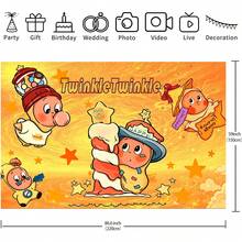 WPETLE Cute Elf Happy Birthday Backdrop, Twinkle Star Orange Texture Photo Background For Kids Birthday Party Decor - Multicolor - View 13