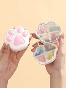 Creative Cute Cat Paw Shaped Pill Box, Large Capacity 8-Compartment Portable Pill Box, Rounded Design, Magnetic Closure, Suitable For Storing Vitamin Tablets, Suitable For Daily Outdoor Activities, Daily Use Or Travel. Storage Box - Multicolor - View 9