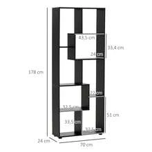 Zigzag boekenkast, eigentijds design, 70L x 24B x 178H cm, zwart spaanplaat - A - Bekijken 5
