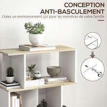 Boekenkast in Scandinavische stijl, opbergmeubel met 5 anti-kantelplanken, draagvermogen van 25 kg, hout en witte afwerking. - A - Bekijken 8