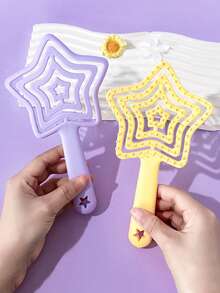 1pc Set Girls Daily Use Star-Shaped Hollow Comb, Handheld Detangling Hair Brush, Girl's Scalp Massage Comb - Multicolor - View 3