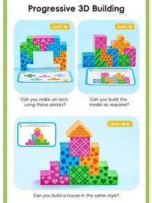 Kids Logic Pattern Building Blocks, Geometric Shape Matching Stacking Puzzle Game, Parent‑Child Interactive Desktop Play Toy, Holiday Party & Birthday Present For Children - Multicolor - View 10