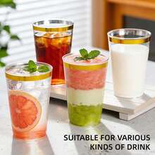 20pcs Gold Cups, 6.76oz Clear Cups With Gold Rim, Gold Beer Cups, Hard Cups For Party, Premium Gold Rimmed Cups, Perfect For Weddings And Parties, Reusable - Gold - View 6