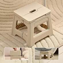 1Pc Ultra Lightweight Foldable Mini Stool Height Adjustable Plastic Telescoping Seat For Home Kitchen Bathroom Fishing Camping Hiking Travel Outdoor Use Non Slip Compact Storage Space Saving Portable Chair Christmas Holiday Gift For Adults - White - View 4