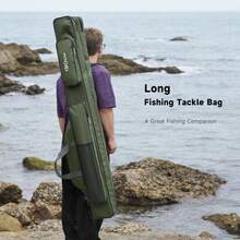 LEOFISHING 2-Layer Large Capacity Fishing Rod Bag, Waterproof Oxford Cloth Foldable Fishing Tackle Storage Case, Hand & Shoulder Carry Pole Bag Available In 100/130/150cm Sizes Green Black - Army Green - View 5
