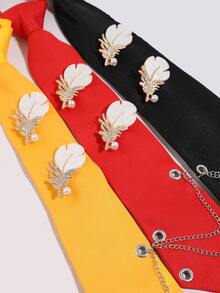 1pc Feather Rhinestone Brooch Chain, No-Tie Collar Decoration, Commute Daily School Performance Shirt Accessory - Multicolor - View 4