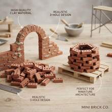 50/100/150pcs Mini Red Clay Wall Brick Model, 1:16 Scale Miniature Bricks, Suitable For DIY Garden Decoration, Fairy Garden Micro Landscape, Patio And Outdoor Craft Accessories - A - View 4