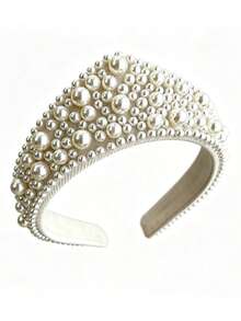 Halloween Crown Pearl Sponge Headband, Versatile Premium Wide-Rim Hair Accessory - Multicolor - View 14