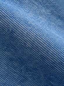 2pcs/Set Celana Jeans Denim Anak Perempuan, Dua Pilihan Warna, Pinggang Elastis, Belahan di Bagian Bawah, Hiasan Pita, Model Kaki Melebar - MultiWarna - View 7