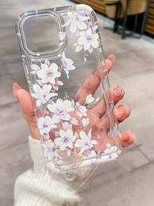 1pc Ins Air Cushion Elegant Vintage Floral Pattern Anti-Drop Phone Case, Compatible With 17 16 15 14 13 12 11 Pro Max, Transparent Phone Protective Cover Waterproof Shockproof Scratch-Resistant - Multicolor - View 4