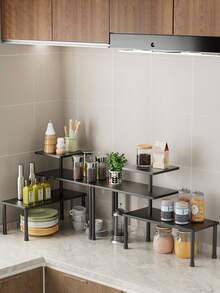 1pc Multi-Layer Corner Countertop Storage Rack, Multi-Functional Kitchen Spice Bottles, Tableware, Coffee Cups, Snacks And Bathroom Toiletries, Skincare Cosmetics Home Desktop Storage Rack, Kitchen Storage Rack - Multicolor - View 6