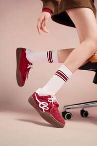 Kappa Millennium Style Silver White Contrast Low-Top Sneakers, Double Strap Commuter Italian Retro Versatile Casual Shoes - Cherry Red - View 1