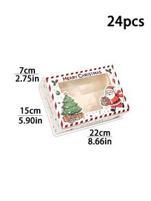 2pcs/5pcs/10pcs 2026 New Christmas Gift Box With Transparent Window | Santa Claus & Christmas Tree Print Gift Box, Holiday Striped Paper Box, Suitable For Christmas Party Decoration - View 13