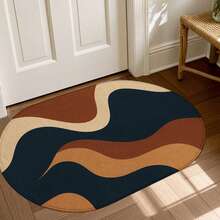 1pc Oval Flannel Door Mat, Soft Comfortable Absorbent Non-Slip Machine Washable With Backing, Suitable For Entrance, Living Room, Bedroom, Kitchen, Bathroom, Yard, Hallway, Laundry Room, Holiday Decoration, Multi-Functional Rug Mat - Multicolor - View 5