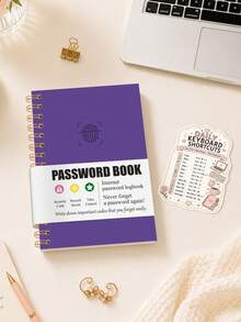 1 Set Buku Sandi & Stiker Pintasan Keyboard, Aksesoris Meja Kantor, Perlengkapan Kantor, Petunjuk Sandi Nama Pengguna Situs Web, Pengatur Email & Catatan untuk Rumah, Kantor & Hadiah Halloween - Buku Sandi A6 - View 7