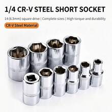 Set Kunci Sok Ratchet 1/4 Inci Multi Ukuran Metrik, Kit Perkakas Tangan untuk Perbaikan Mobil, Sepeda, Rumah Tangga, Mekanik, dan Perawatan DIY. - Set Selongsong 4mm-14mm (13 buah) - View 6
