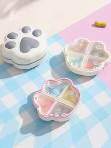 Creative Cute Cat Paw Shaped Pill Box, Large Capacity 8-Compartment Portable Pill Box, Rounded Design, Magnetic Closure, Suitable For Storing Vitamin Tablets, Suitable For Daily Outdoor Activities, Daily Use Or Travel. Storage Box - Multicolor - View 7