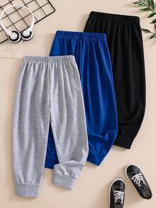 Tween Boy Letter Print Elastic Waist Sweatpants - Multicolor - View 2