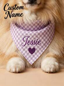 Personalized Custom Embroidered Dog Bandana: Paw Print Memorial Scarf, Pet Drool Bib, Personalized Pet Collar Accessory, Pet Decoration, Dog Lover Keepsake - Multicolor - View 2
