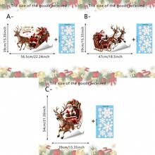 1/3pcs Santa Claus Riding A Reindeer Sleigh Window Sticker, Double-Sided PVC Electrostatic Adsorption Window Sticker, Suitable For Living Rooms, Dining Rooms, Shops, Cafes, And Home Decoration. - Multicolor - View 4