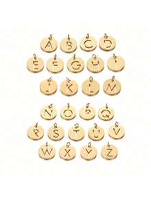1pc European And American Popular Fashion 26 Letter Element Pendant Beaded DIY Bracelet, Beaded Pendant, Charm, Creative DIY Accessory - Gold - View 20