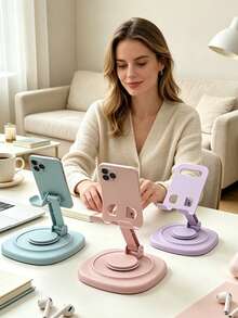 1pc 360° Rotatable Aluminum Alloy Adjustable Tablet Stand, 360° Rotatable Folding Tablet Holder, Universal Smartphone Tablet Desktop Stand, Multi-Angle Silicone Non-Slip Base Folding Desktop Stand, Back To School Supplies - Multicolor - View 6