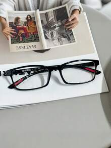 1pc Women's Minimalist Transparent Plastic Frame Non-Prescription Glasses - Square And Rectangular, Business Casual Accessory - Multicolor - View 14