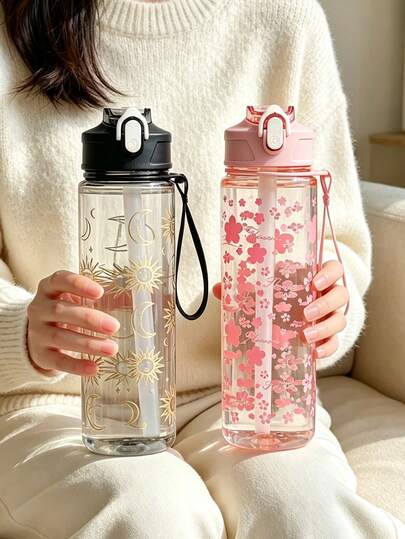 800ml Upgraded Printed Large Capacity Water Bottle, Moon Phase Water Cup, Portable Water Cup, Outdoor Sports Water Cup, Coffee Cup, Suitable For Women, Sports, Travel, Daily Use Large Capacity Water Bottle, Outdoor Garden Decor, Room Decor, Teacher Gift, Wedding Decor, Holiday Accessory, DIY, Bedroom Decor, Kitchen Decor, Dorm Essential, Storage Room, Travel Essential, Bachelor Party Supplies, Desk Accessory, Autumn Home Decor, Home Supplies, Family Essential, Gift For Women, Gift For Men