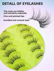 10 Pairs Transparent Band False Eyelashes, Natural Thin Extended Curly Half-Length Lashes, Suitable For Women's Daily Wear - Black - View 2