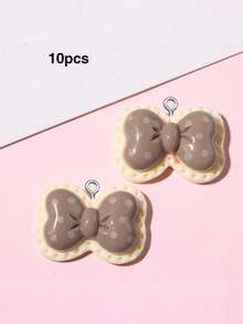 10/20/100pcs Cute Bow Heart Resin Jewelry Accessories DIY Cream Glue Small Charms For Handmade Bracelets Keychains Necklace Pendants - Bow - View 6