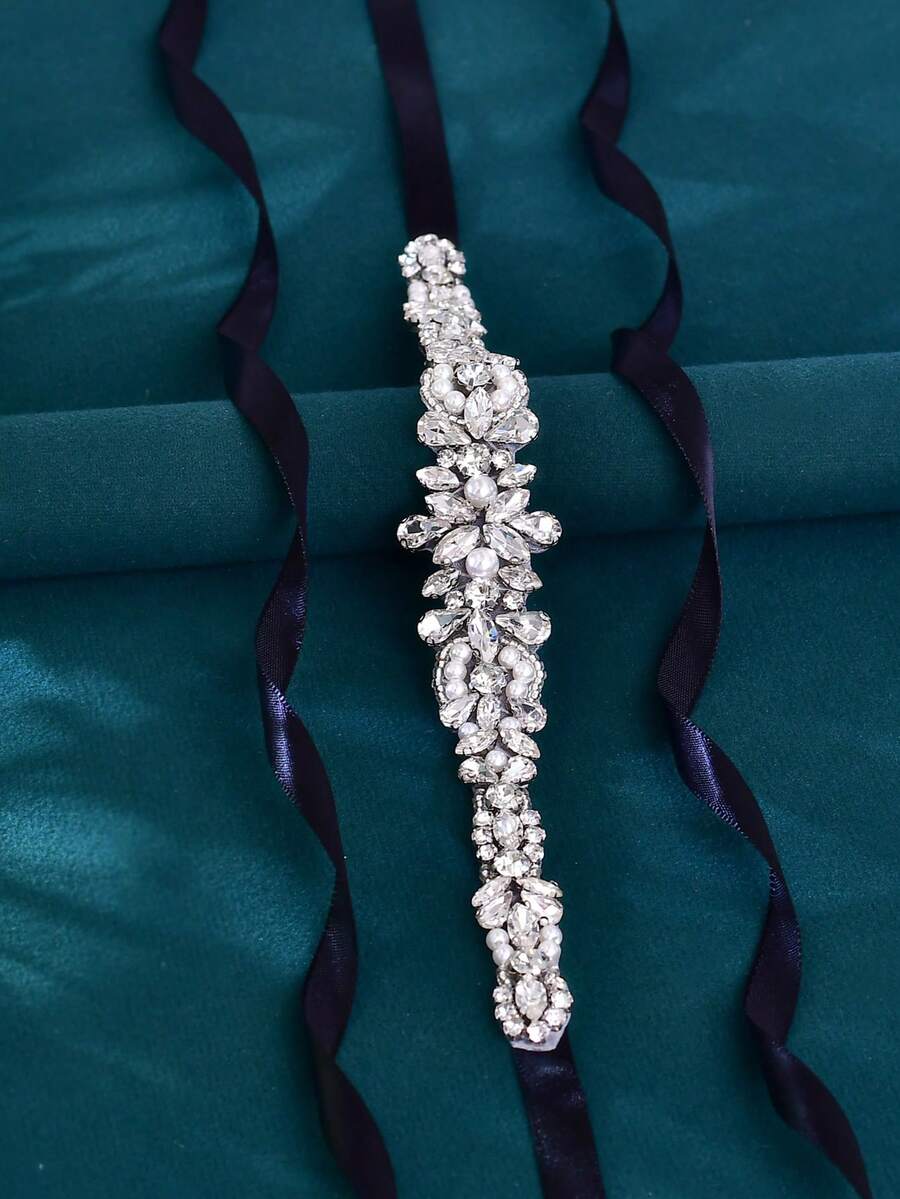1pc Bridal Wedding Dress Belt, Affordable Rhinestone Waist Belt, Handmade Royal Belt, Halloween Holiday Accessory