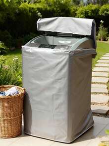 Gray Pulse-Type Washing Machine Cover, Foldable For Storage, Suitable For Most Top-Loading Washing Machines, Ideal For Appliance Protection On Balconies/Outdoors/Laundry Rooms. - Multicolor - View 5