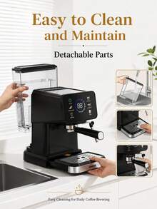 AEOMJK Semi-Automatic Espresso Machine | Touchscreen, Dual Cold & Hot Extraction, Steam Function, 20bar Pressure, Espresso Maker, Removable Water Tank, US Plug, Modern Style - Multicolor - View 4