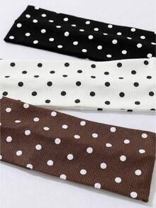 3pcs/Set Fashion Women Polka Dot Print Soft Non-Slip Headbands, Elastic Yoga Sports Hair Accessories, Suitable For Daily Wear And Various Occasions - Multicolor - View 2