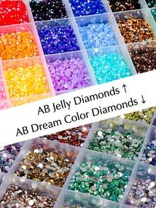 48000-15000顆樹脂果凍平底水鑽裝飾套組，48色3mm水鑽，含3件B7000膠水與工具，DIY鑽石藝術手工禮品 - 水鑽 - 查看 4