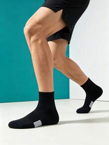 1/5/10/20 Pairs Men's Mid-Calf Socks, Mesh Comfortable Sports Socks, Striped Non-Slip Shock-Absorbing Sole, Simple Casual Socks - Multicolor - View 6