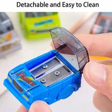 1pc Car-Shaped Manual Pencil Sharpener, Dual-Hole Handheld Pencil Sharpener, Suitable For Students, School, Classroom, Home, Office - Color Style Randomized - View 5