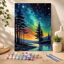 16x20英寸成人及初学者数码油画套装 - DIY丙烯颜料套装，不含画框，家居装饰艺术品，生日、父亲节、圣诞节、母亲节、情人节的完美礼物 - 玫紅色 - 查看 7