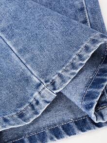 Teen Boys Fashion Casual Y2K Retro Cool Blue Denim Loose Comfortable Straight Leg Jeans - Blue - View 7