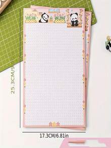 30 Sheets Panda Cartoon Notebook, Cute Panda & Floral Design, Macaron Color High-Quality Paper, Detachable Pages, Suitable For Journaling, Sketching, Scrapbooking, Aesthetic Stationery Gift For Panda Lovers - Multicolor - View 9