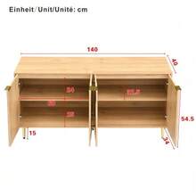 Modern And Simple Sideboard, Buffet Cabinet With Storage For Living Room, 140L X 40D X 72H (Cm) - Nature - View 6