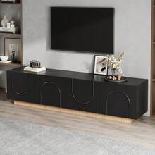 TV Stand, Modern Low TV Cabinet For Living Room, TV Console With Doors, Modern Design, Sideboard With Storage, Arched Front, Cabinet - Black - View 6