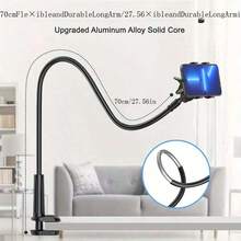 Universal Flexible Gooseneck Phone & Tablet Holder, 27.5-Inch Aluminum Alloy Long Arm Slouchy Bracket, 360° Rotating Clamp, Suitable For Bed, Desk, Kitchen, Office And Sofa, Hands-Free Stand - Upgraded Version - View 5